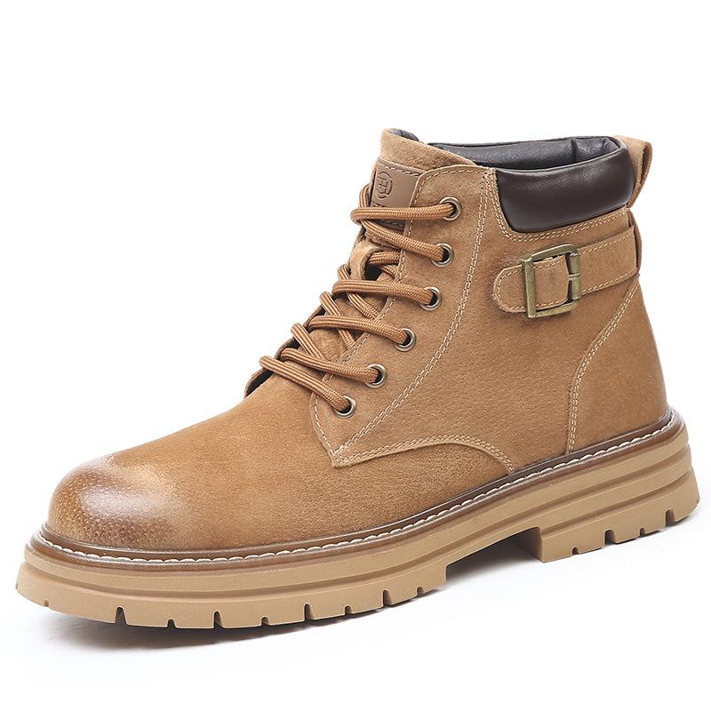 FashionDermis Retro Platform Boots for Men  Autumn Winter Fashion Casual Work Shoes Male Buckle Designer British Yellow Ankle Boots Man
