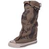 Niche Women's Shoes Pointed-toe Anti-slip Height-increasing Canvas Boots New Style Dui Dui Mid-calf Boots