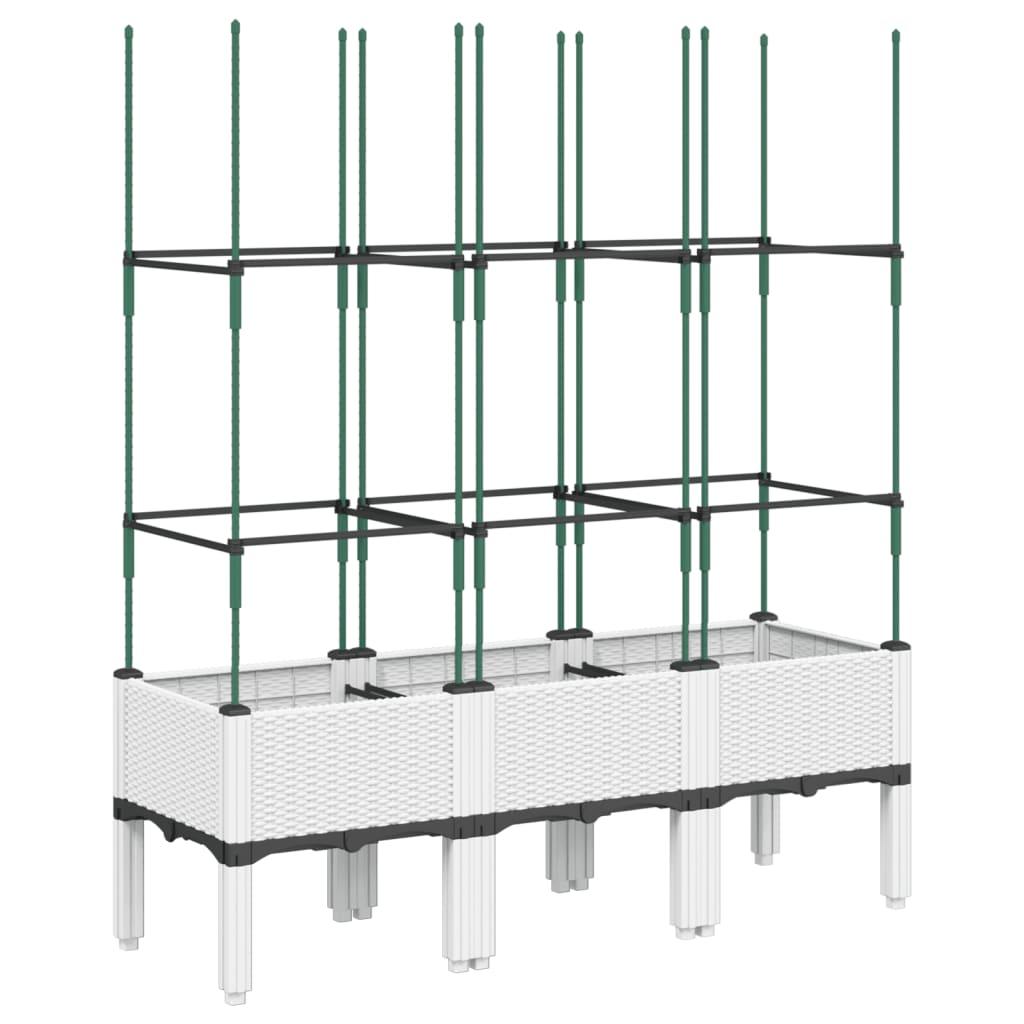 Planter with Trellis White 120 x 40 x 142.5 cm PP