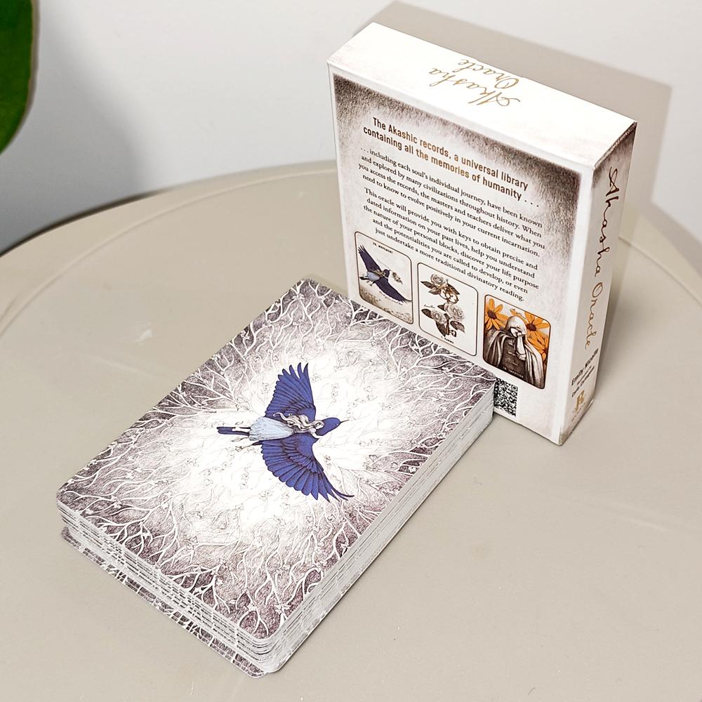 Akasha Oracle Deck 10.5x7.5cm 50 Cards To Unlock Past Life Wisdom Akashic Records Printed on 350GSM Double-embossed Cardstock