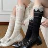 Lace Edge Fishnet Thigh High Stockings Lolita Style Y2K Retro Ballet Mesh Socks For Women Girls Summer Soft Over Knee Hosiery
