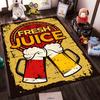 Retro Style Carpet with Fresh Juice Mug Design In Yellow & Red Suitable for Use As an Anti-slip for Living Room Bedroom Sofas