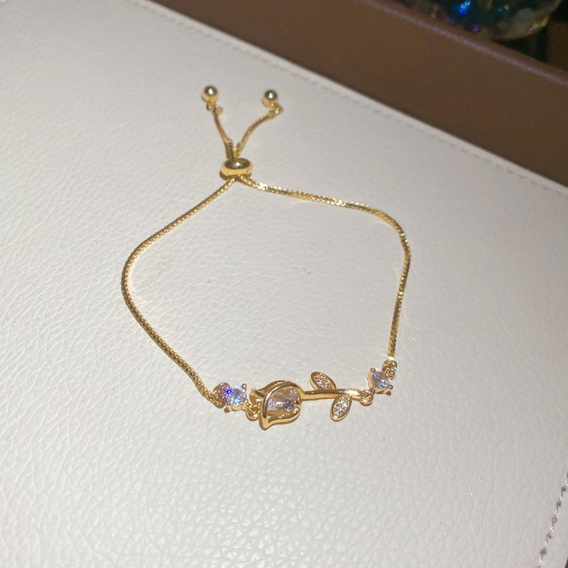 Monet Garden~ Super Sparkling Zircon Flower Round Bracelet Light Luxury Delicate Bracelet Sweet Versatile Jewelry