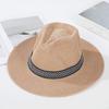 Men Summer Fisherman Hat Hollow Straw Weaving Full Face Sun Protection Wide Brim Western Cowboy Hat with Black Ribbon Decor Foldable Beach Hat