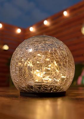 Alba Large Solar Light, Ball Shape, 14cm Diameter, Warm White, Waterproof, Automatically Turns On, Suitable for Outdoor Use, Glass