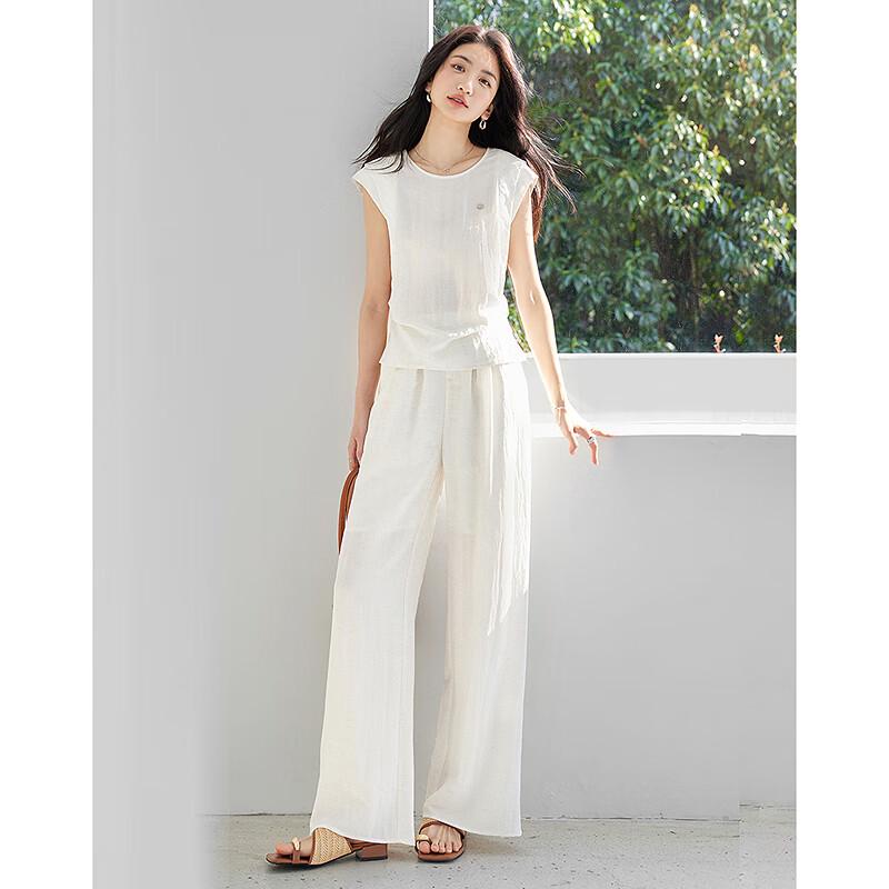 

Sishuinianhua Women s Elegant Sleeveless Top & Trousers Set M