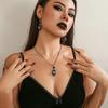 2Pcs Gothic Black Spider Pendant Choker Necklace Drop Earrings Women Vintage Adjustable Chain Halloween Accessories Jewelry Set