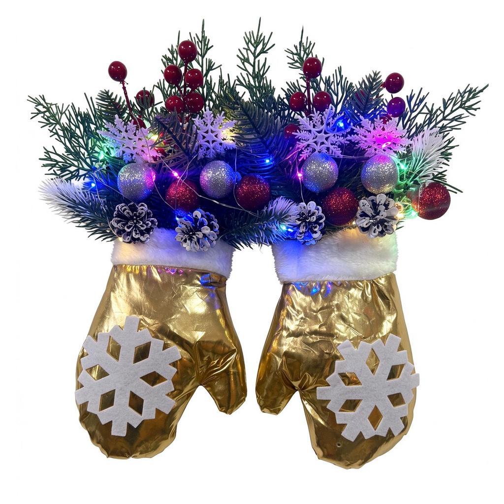 Twinkling Christmas Glove Wreath
