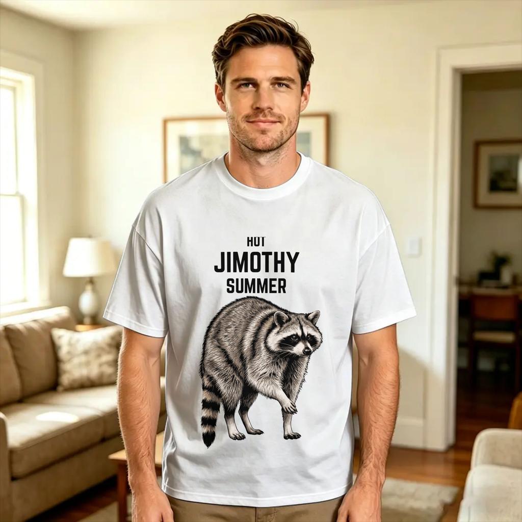 Jimothy Raccoon Cotton T Shirt For Couple Summer Streetwear Tshirts Popular Tee Shirt Oversized Casual Tops