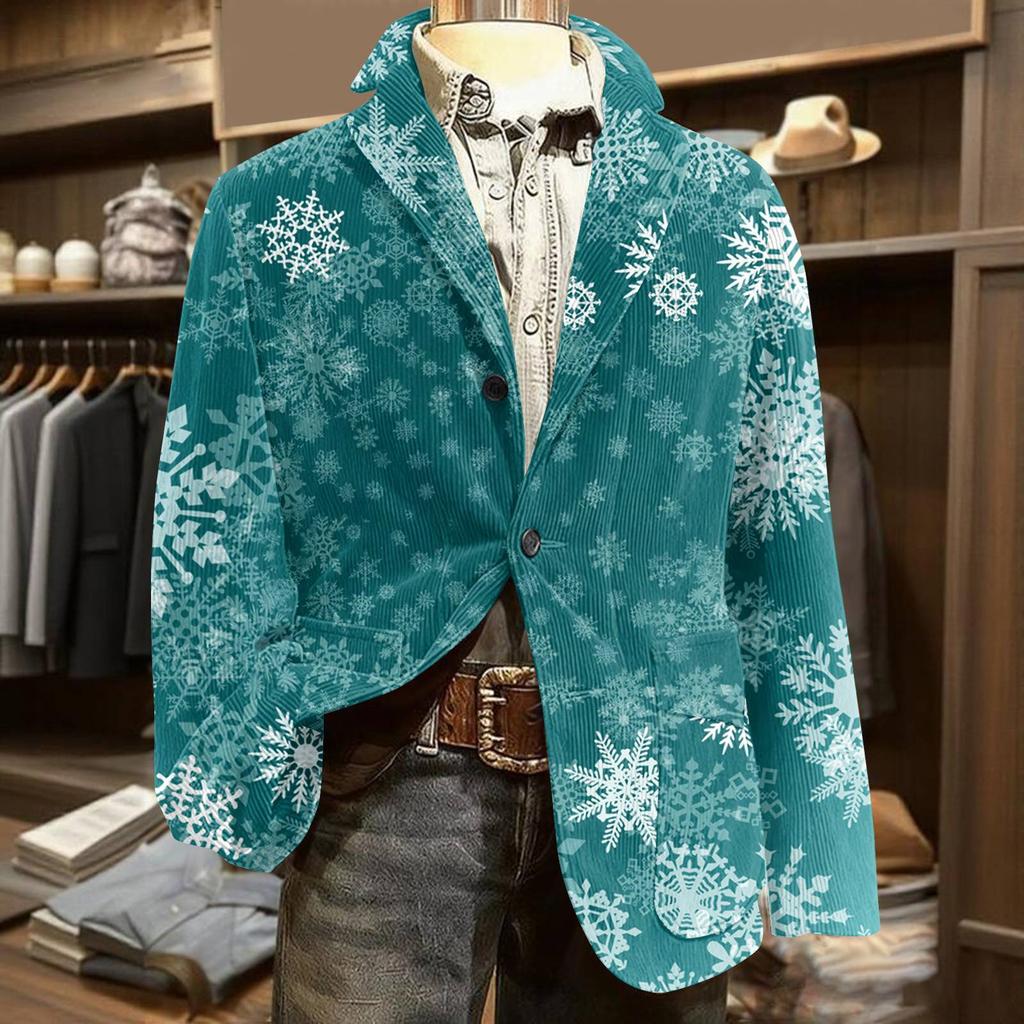 Men's Ugly Christmas Corduroy Warm Pocket Suit Jacket Cardigan Men's Casual Suit
