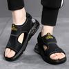 Men‘s Summer Cow Leather Sandals  New Designer Leisure Sports Driving Outside Wear Beach Shoes Men's Air Cushion Slippers