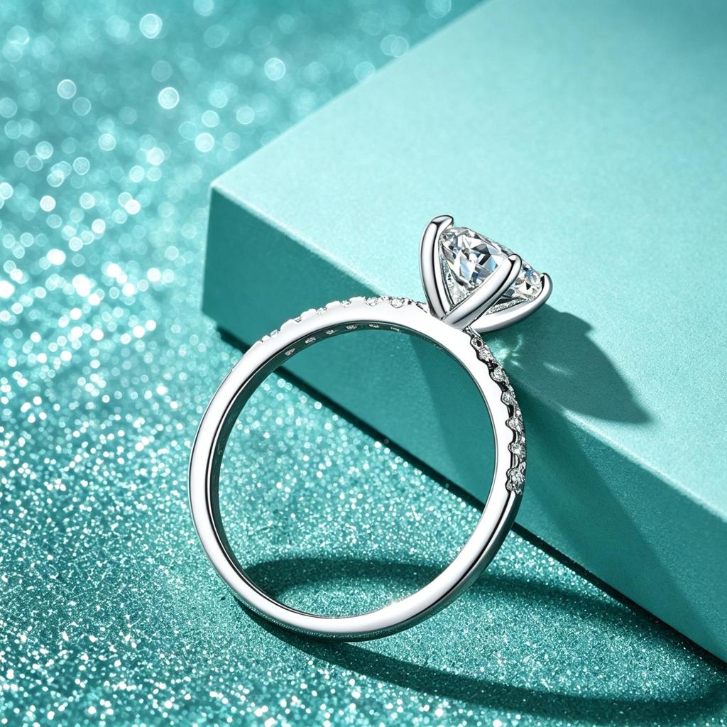 S925 Sterling Silver D Color Classic 1 Carat Moissanite Engagement Ring for Women