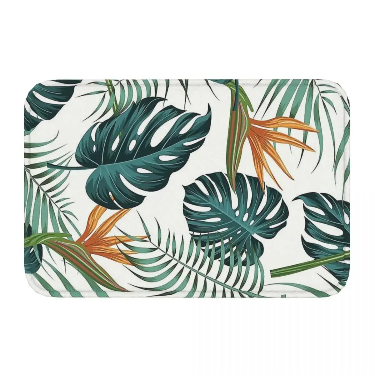 

Tropical Leaves Beach Non-Slip Carpet Pattern Palm Jungle Leaves Doormat Living Room Kitchen Mat Entrance Door Floor Rug 40cm x 60cm