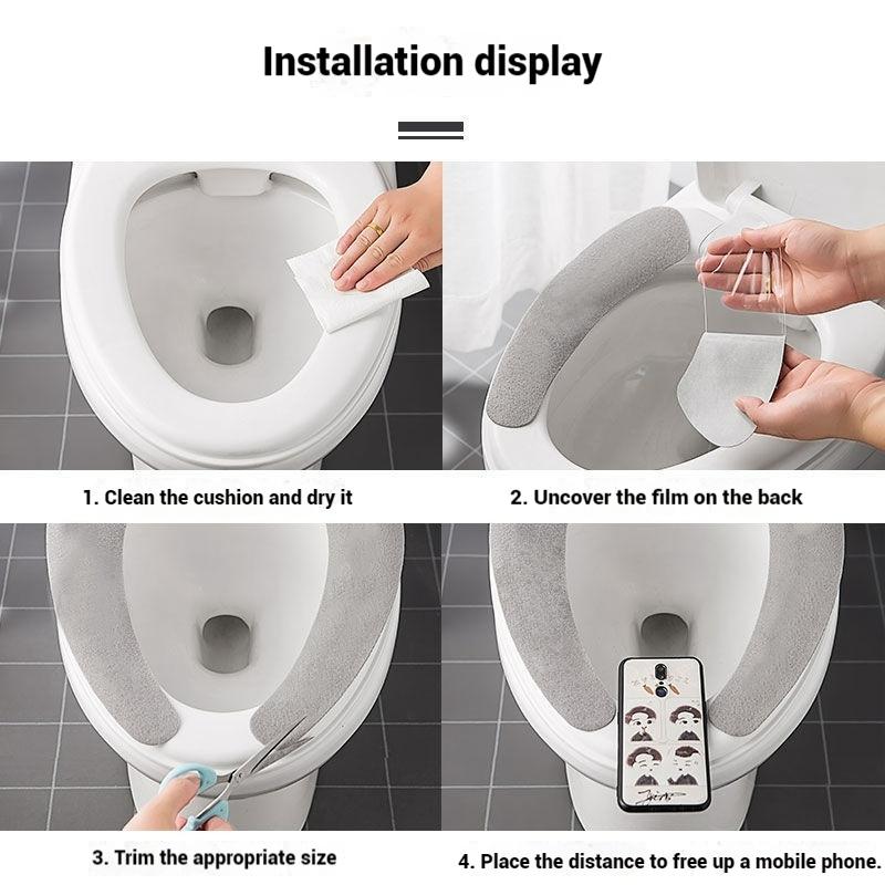 Universal Toilet Seat Cover Toilet Seat Cover Pad Bathroom Warmer Seat Lid Cover Toilet Sticker Home Bathroom Supplies