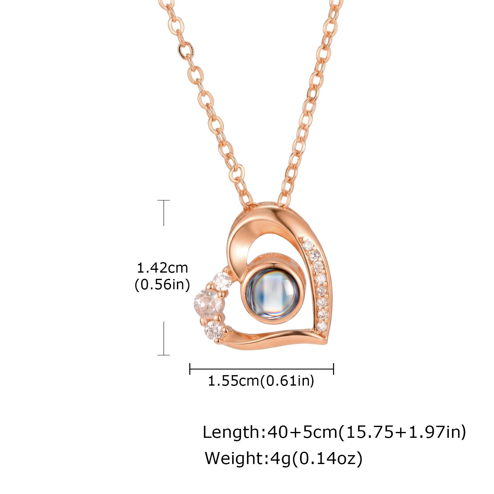 

Custom Photo Projection Necklace Inlaid Zircon Heart Pendant for Women Personalized Jewelry Anniversary Gift Valentine s Day