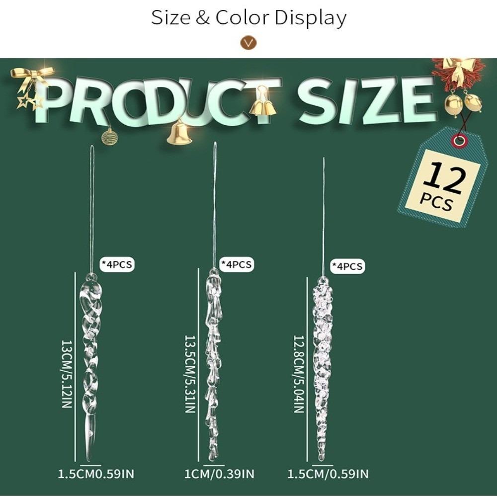 Acrylic Christmas Tree Ornaments Hanging Pendants Transparent Ice Cone Pendant Crystal Clear Creative Icicle Decorations
