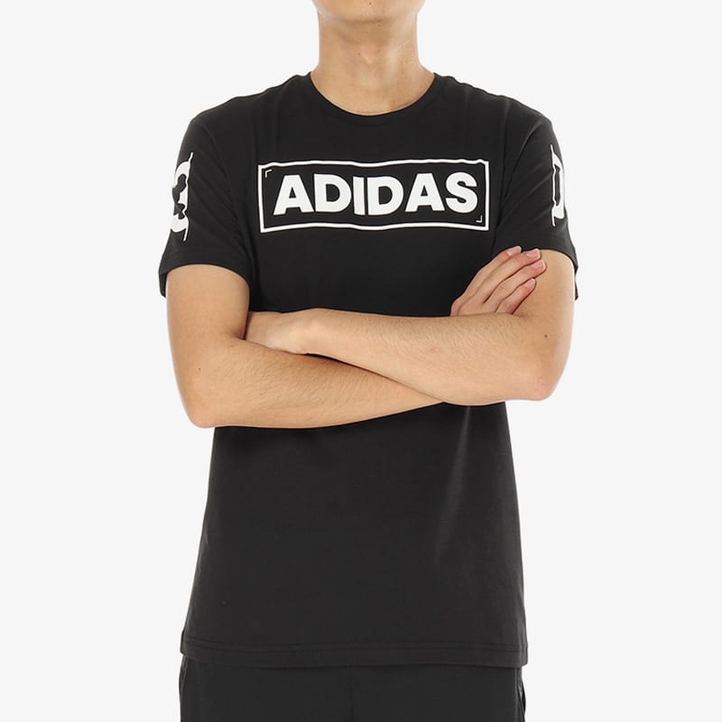 Adidas T Shirts Men's Black Crew Neck Moderate Straight Fit CV4536