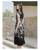 Jiuzi Anna Kou Elegant, Light, Mature, Artistic Flower Sleeveless Silk Waist Dress for Women 2025 Summer New Style