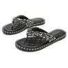 Women Rhinestone Flip Flops Outdoor Rivet Slippers Travel Seaside Beach Holiday Summer Cool Shoes Slide Sandals Plus Size 34-43