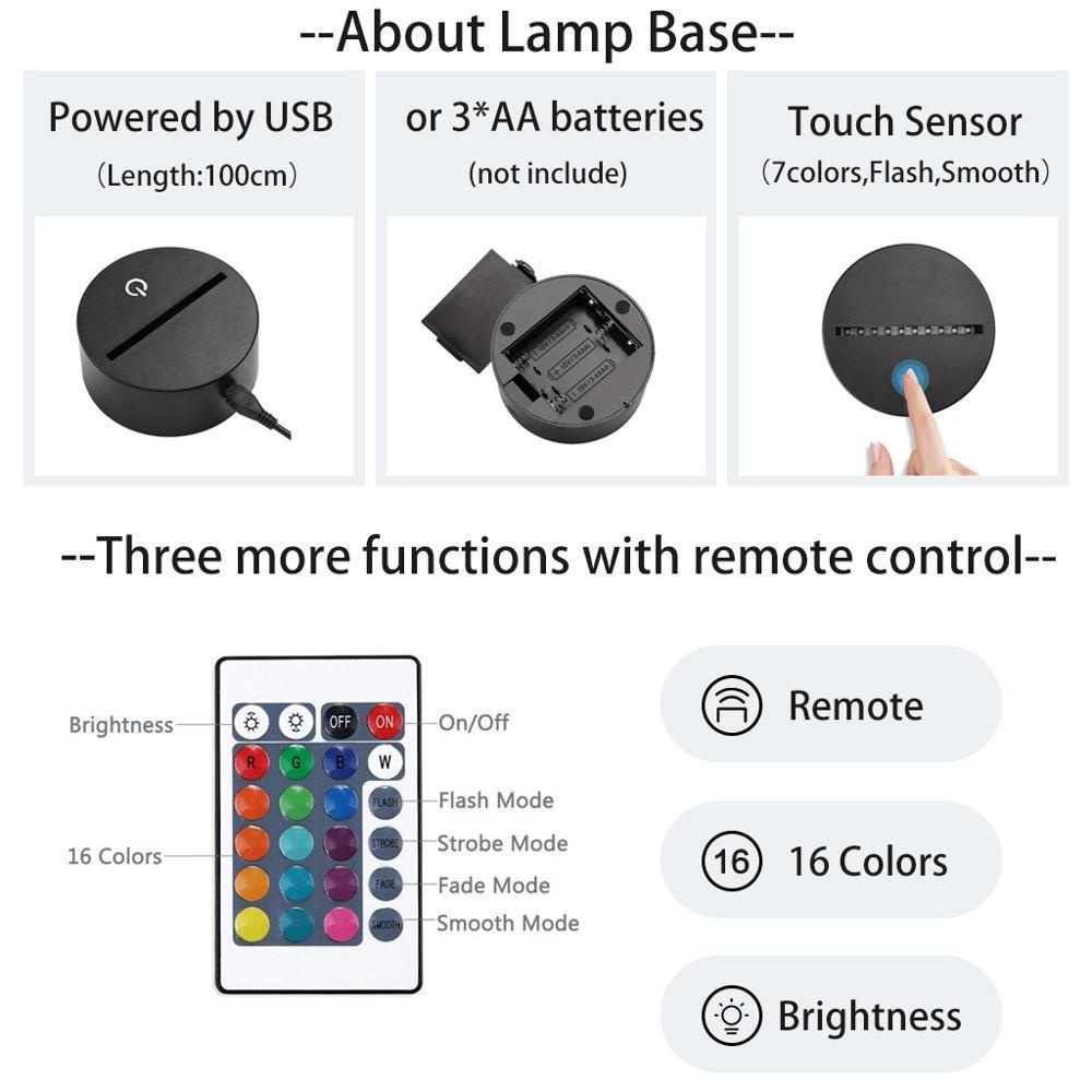 Lampada 3D Coniglio Con Telecomando - Luce Notturna 16 Colori, Acrilico, USB, Regalo Per Bambini E Camera Da Letto