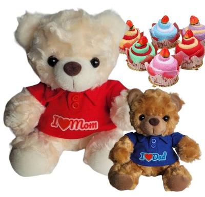 [Sai] Vorverpacktes Bärenplüschtier & Handtuchkuchen-Set (2-teiliges Set) - Perfektes Geschenk für Vater oder Mutter, Perfekt für Geburtstage, Weihnachten, Respekt vor