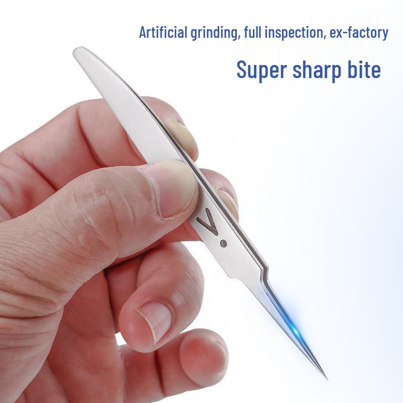 Gold Feather Stainless Steel Eyelash Tweezers Set - Heat-Treated Precision Beauty Tools