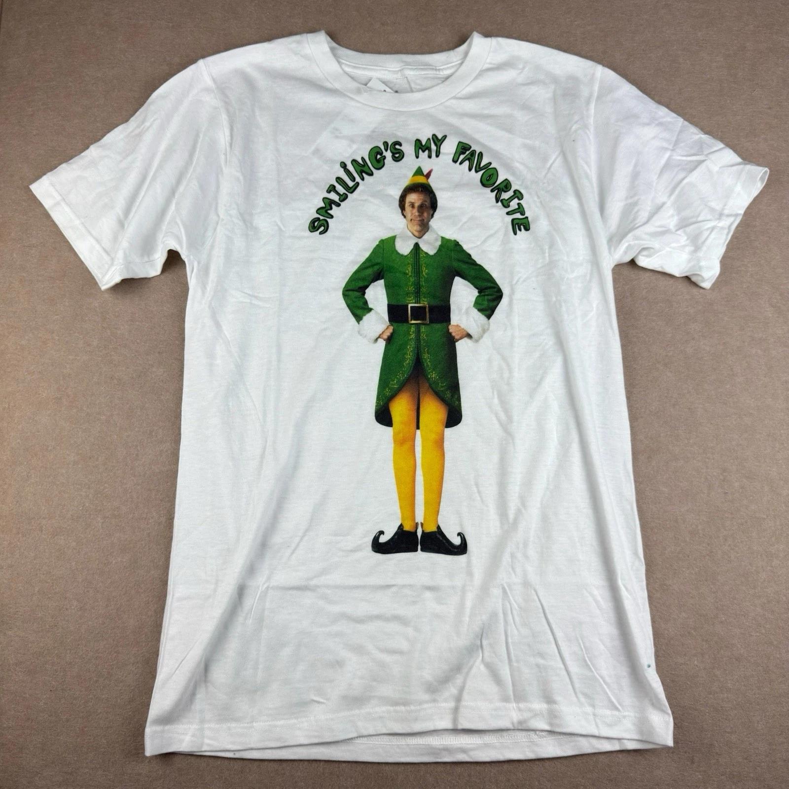 Elf Buddy Shirt Men S White Smiling’s My Favorite Movie Tee Christmas Holiday M