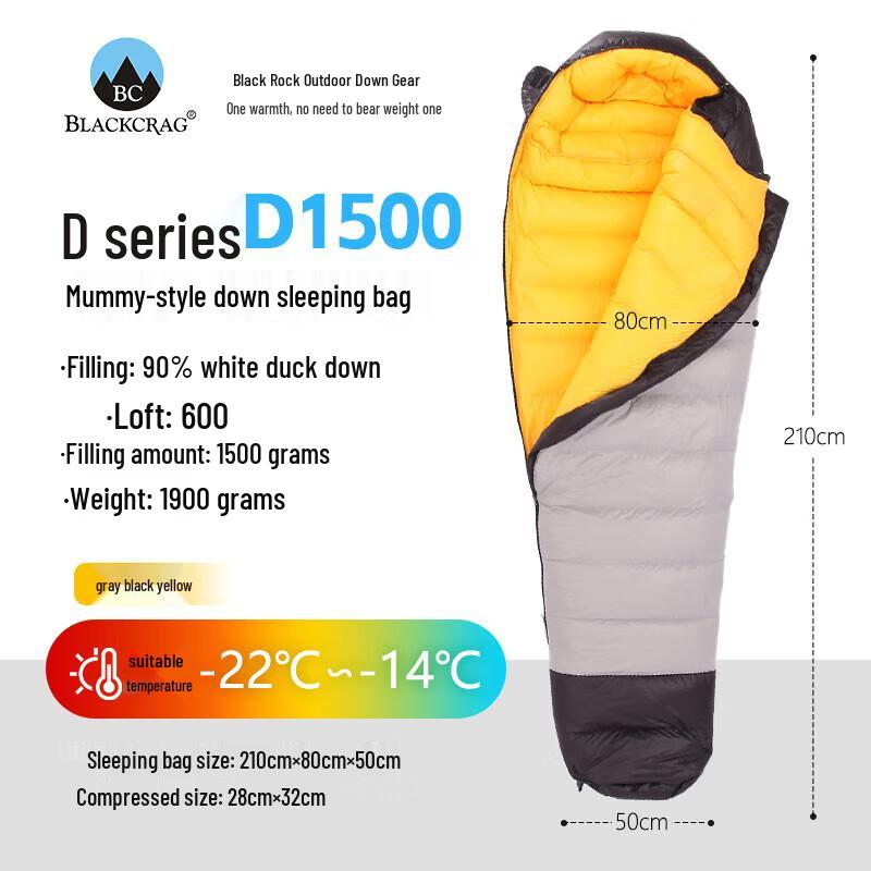 BlackCrag D-Series Ultralight Down Mummy Sleeping Bag