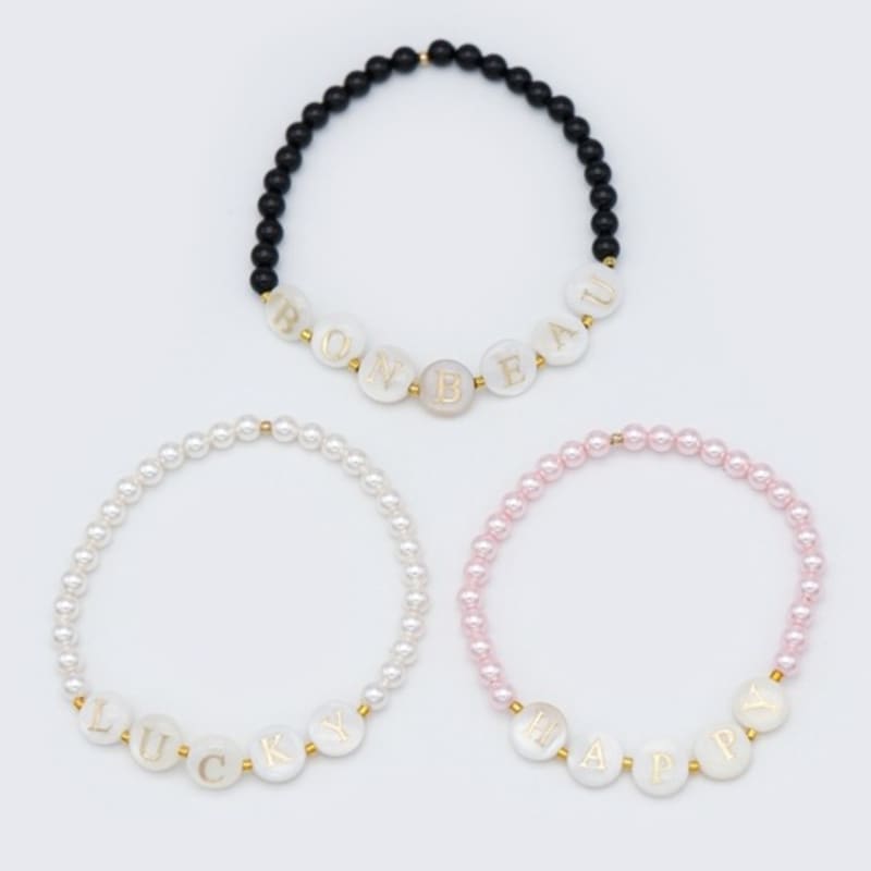 BONBEAU Perlen Initial Goldperlen Armband