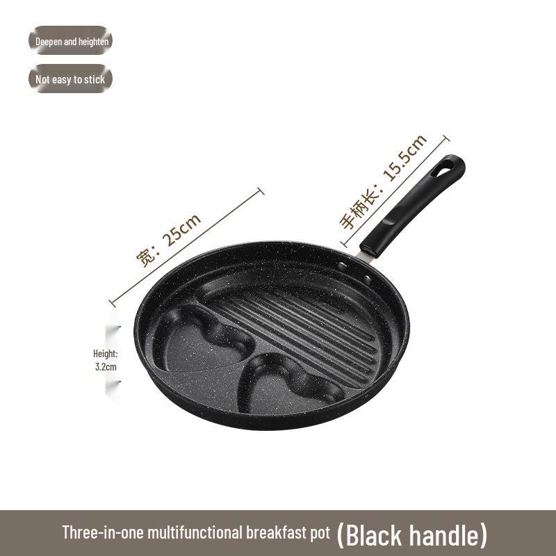 Bakelite Handle Non-Stick Breakfast Frying Pan with Multi-Hole Mold for Eggs, Pancakes, and Burgers