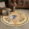 European Luxury Decorative Home Carpet Round Bedside Rugs for Bedroom Soft Carpets for Living Room Marble Pattern Non-slip Mats