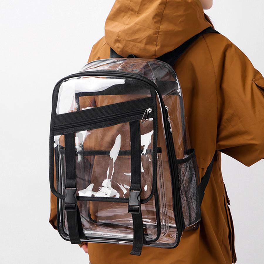 PVC Transparent Shoulder Bag Unisex Rucksack Simple Large Portable Backpacks Multifunctional Waterproof Male Female Knapsack Sac