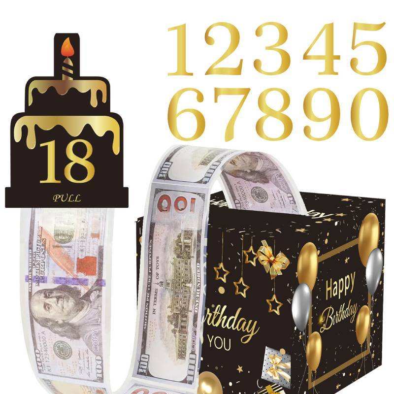 Blue Digital Number Party Birthday Gift Box For Wedding And Festival Event Decor