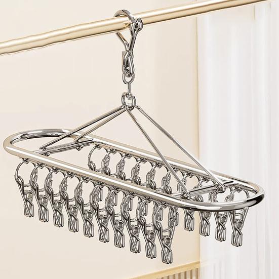 Clothes Drying Rack with Clip Strong Clamps No Rust Dryer Durable Stainless Steel Hanger for Socks And Underwear