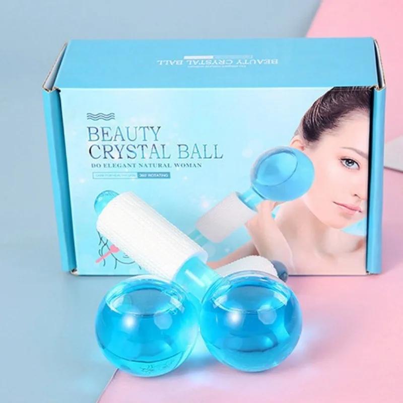 Ice Hockey Beauty Ball Pink Crystal Ice Hockey Ice Therapy Face Massage Glass Ice Ball Beauty Ball