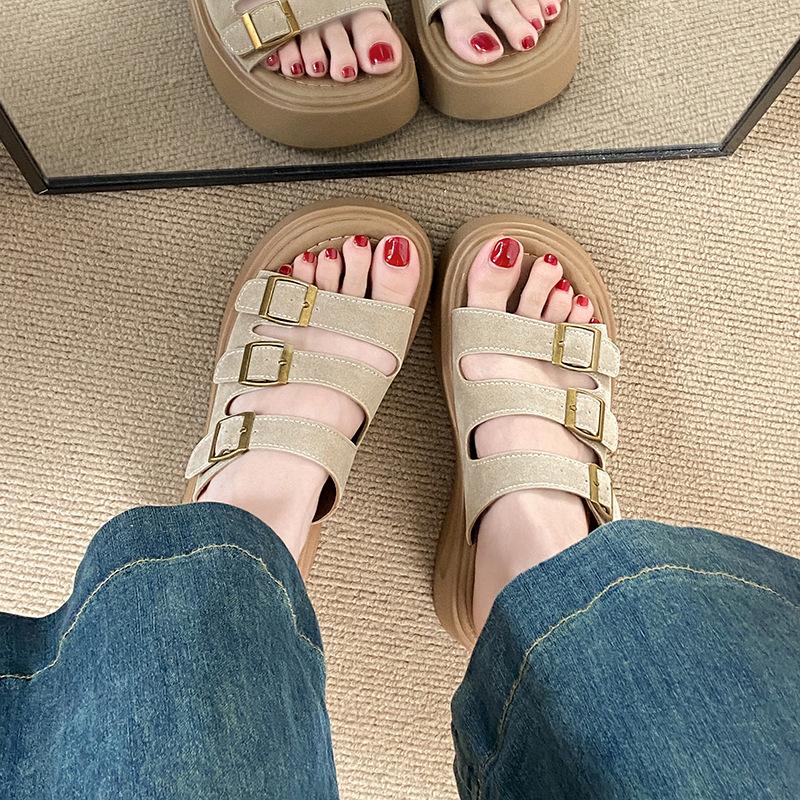 Thick-soled Heightening Slippers Women's Summer Wear 2025 New Muffin Soft Bottom Comfortable Casual Sandals Beach One-word Drag