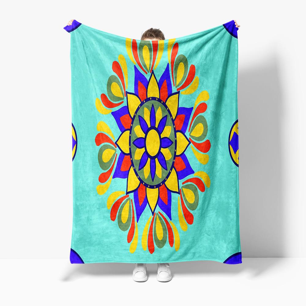 Boho Floral Mandala Blanket Textured Throw Cushion Cover Sofa Bed Bedspread Decorative Throw Blanket 75X95CM