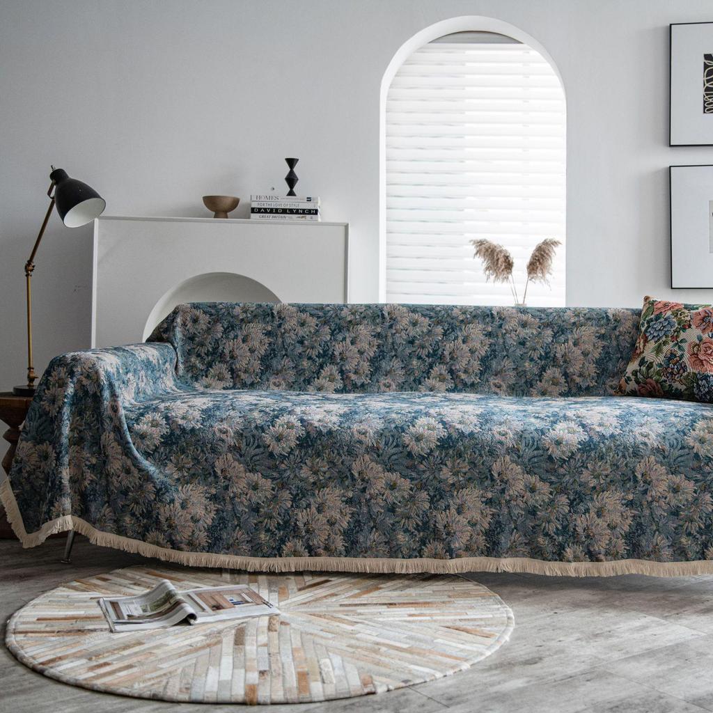 American Retro Non-Slip Stain-Resistant Jacquard Tassel Sofa Cover