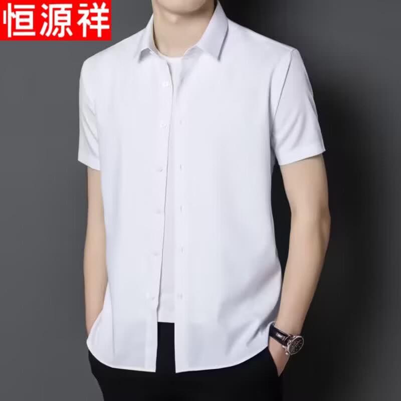 Men s Ice Silk Wrinkle-Free Short Sleeve Shirt 54