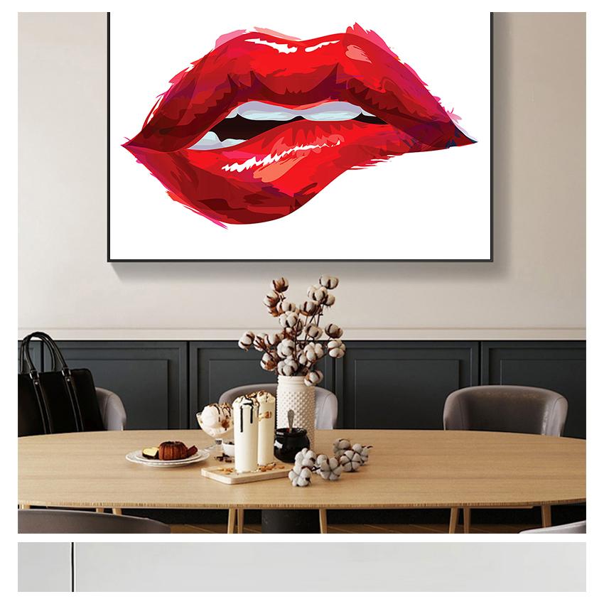 Lippen-Drucke, HD-Bild, Leinwand-Malerei, Wandkunst, Bilder für Wohnzimmer, Heimdekoration, ohne Rahmen, nordisches Poster, einfach, sexy, Rot