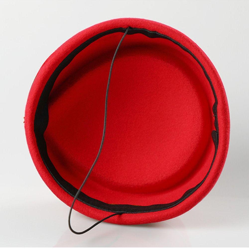 Vintage Stage Performance Beret Hat Cosplay Masquerade Party Flight Attendant Hat Teardrop Hat