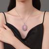 925 Sterling Silver Luxury Sweet Pink Round Zircon Pendant Necklace Birthday Party Anniversary Wedding Gift
