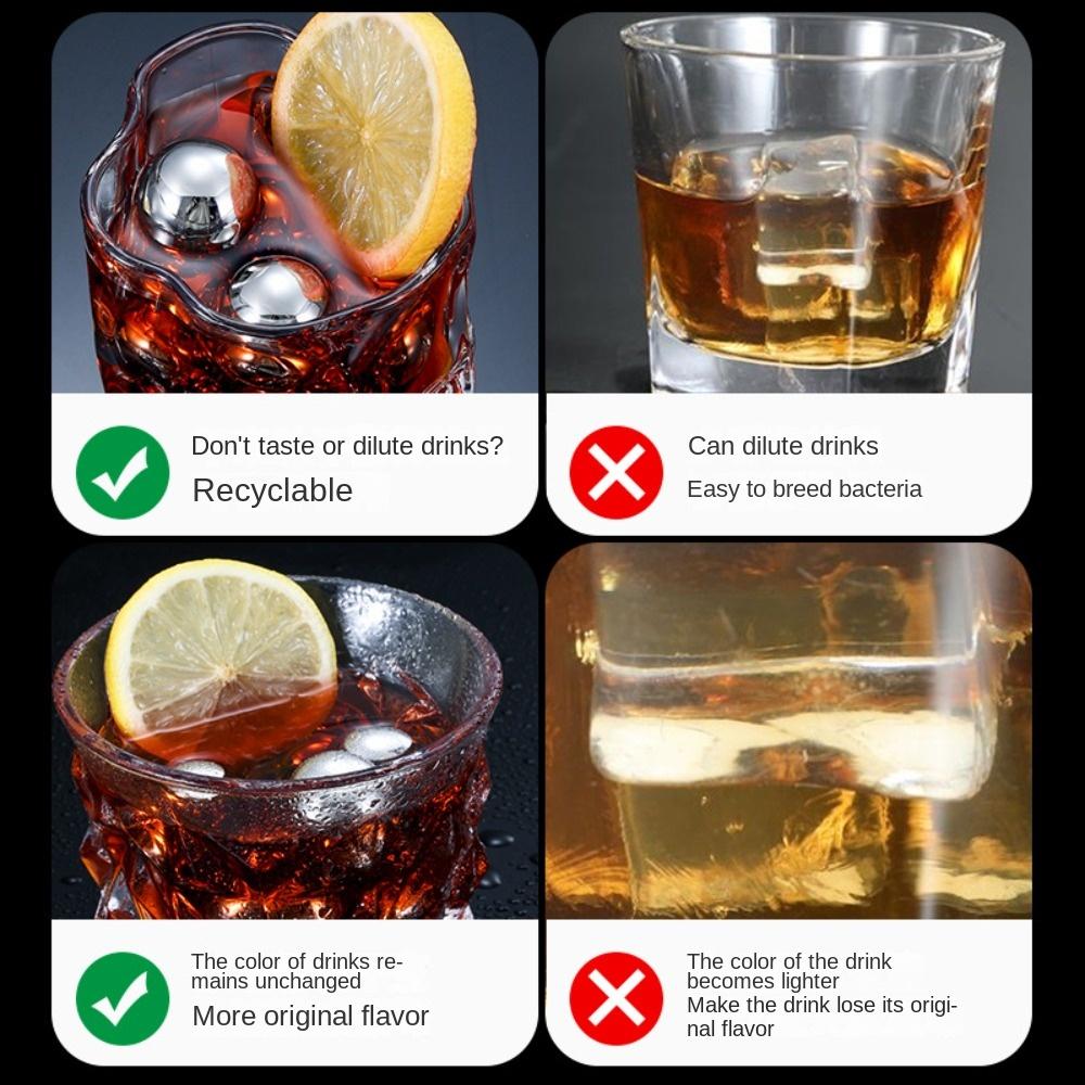 Hot Sale 304 Stainless Steel Ice Cubes Reusable Food Grade Chilling Stone 25mm Sphere Round Ice Hockey Puck Home Supplies