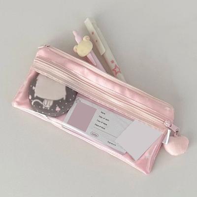 Yousheng Student Stationery Bag Star Pattern Multi-Tiered Design Zipper Closure Sustainable Desk Organizer School Supplies