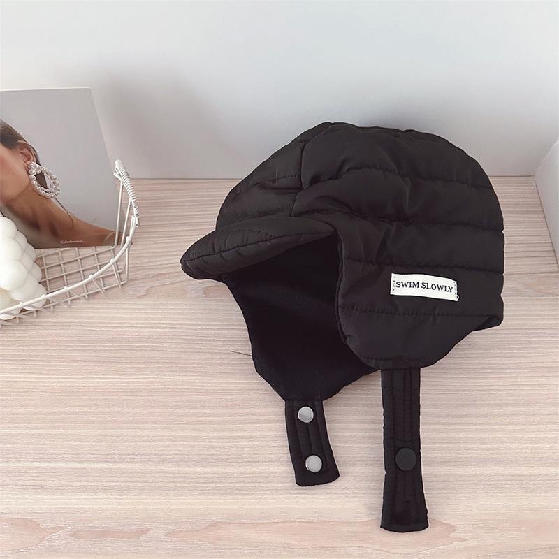 Boys And Girls Baby 2024 Winter Children's Warm Hat Letter Korean Style Fashionable Thickened Cotton Ear Protection Hat