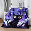 1pc Night Sky Black Cat Blanket Soft Throw for Home Decor, Gift Idea, Seasonal Use, Living Room, Travel, Camping, Car Blankets
