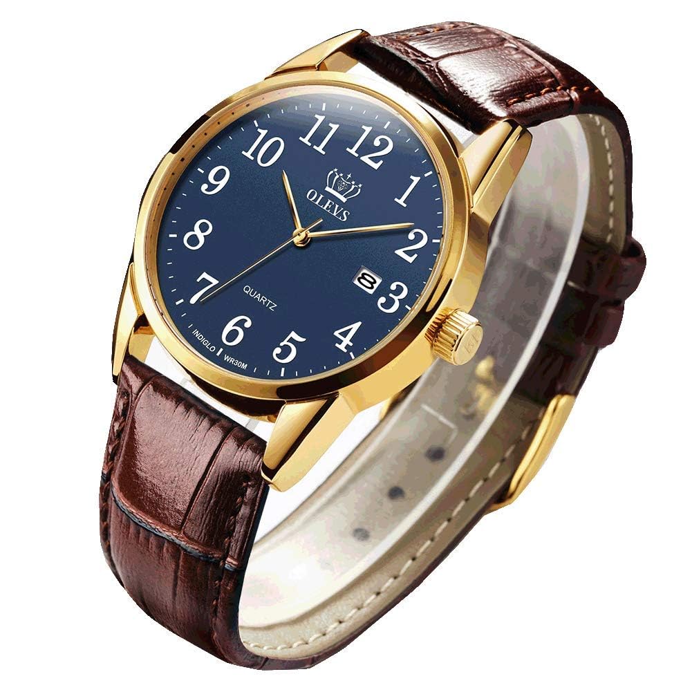 

Men s Business Watch with Arabic Numerals, Leather Strap, and Calendar Display, Waterproof and Luminous, a Great Gift for Men