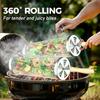 Rollender Grillkorb(2 STÜCKE) Abnehmbarer Holzgriff 304 Edelstahl, Grillzubehör Werkzeuge für Gemüse Fleisch Essen Outdoor Camping Grillen