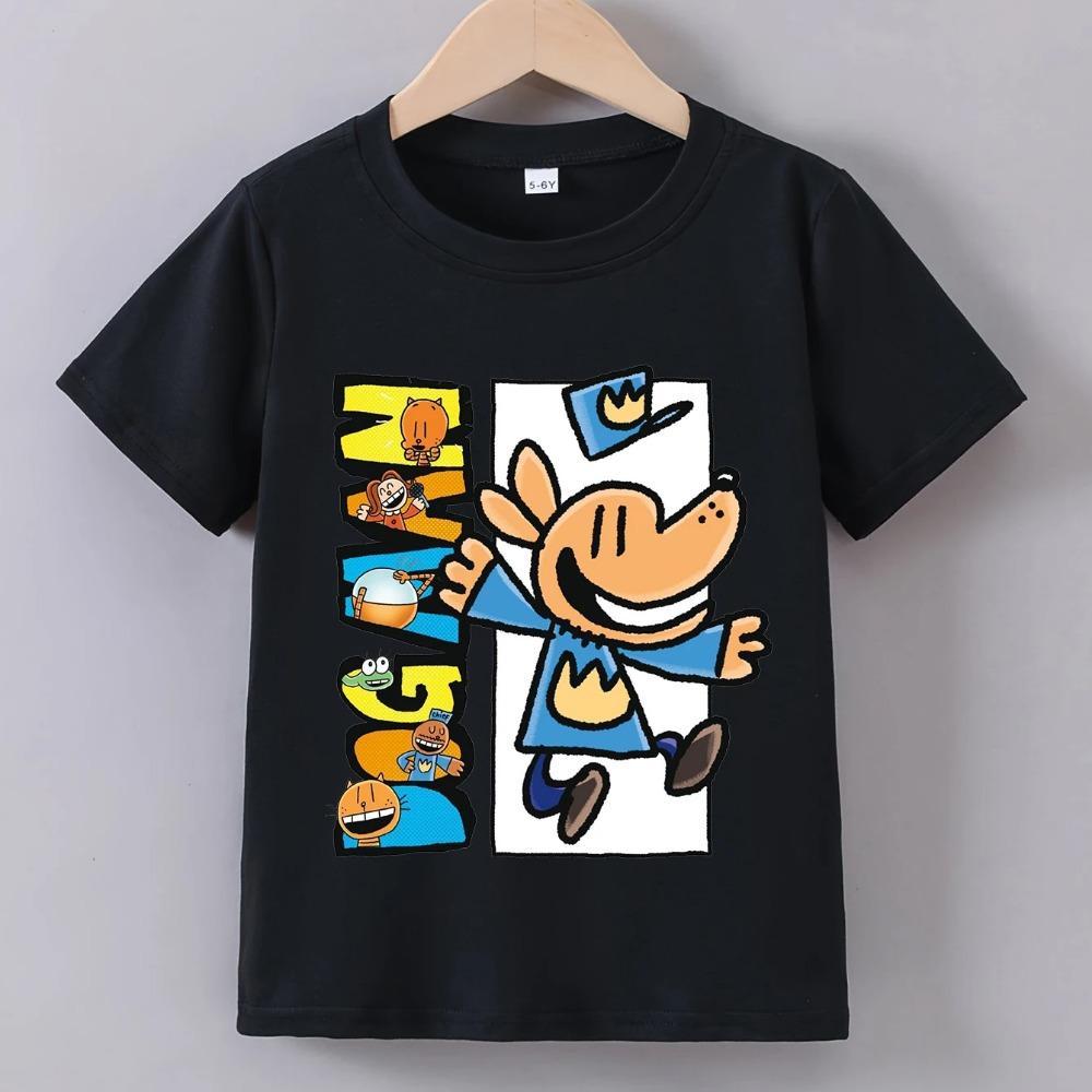 Dog Man Anime T-Shirt für Kinder Jungen Cartoon Sommer Kurzarm T-Shirt Dogman Oberteile Y2k Kleinkind Mädchen T-Shirts Camiseta Kinderkleidung