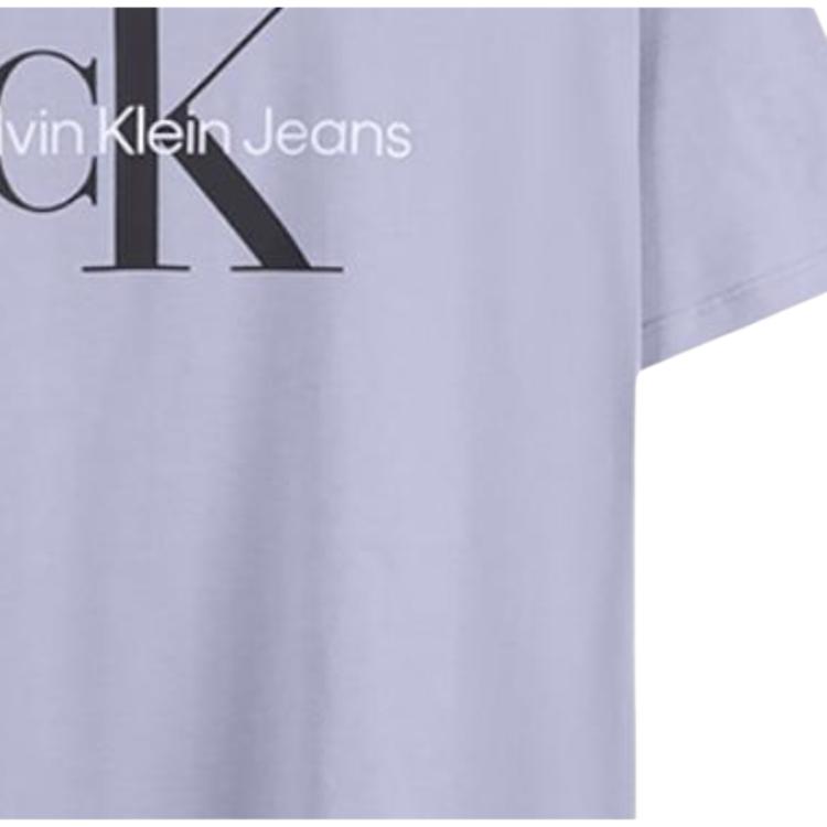 Calvin Klein Letter Print Soft Breathable Round Neck Short Sleeve T-Shirt Women T-Shirts Light-Purple 81WL260-540